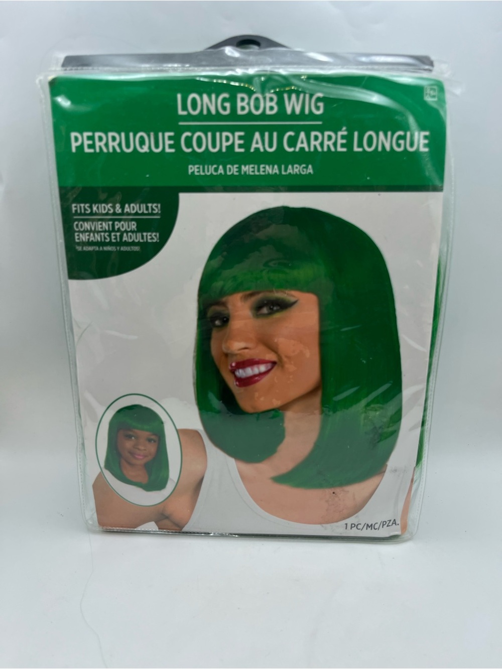 Source Unknown Green Long Bob Wig with Blunt Fringe